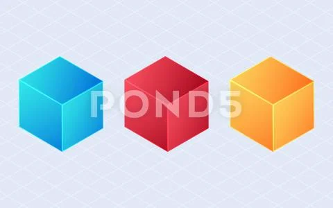 Isometric Cube set. Modeling cubes isolated on white background ...