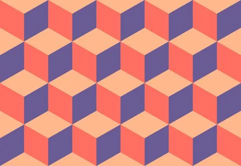Isometric cube shape pattern in sunset colors. Stock Illustration