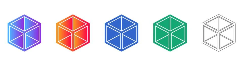 Isometric Cube Structure Design Icons Stock Illustration