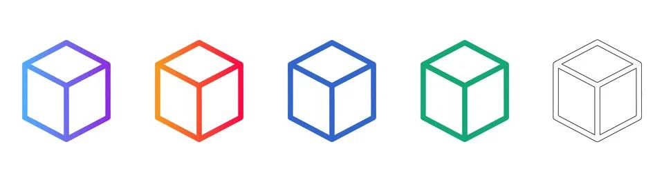 Isometric Cube Symbol Set Stock Illustration