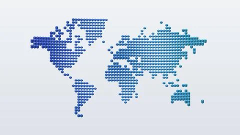Isometric cube world map with blocks rising and falling in a wave, abstract.. Stock Illustration
