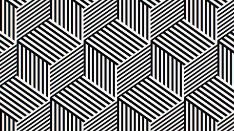 Isometric Cubes 3D Black and White Stripe Pattern Optical Illusion Stock Illustration
