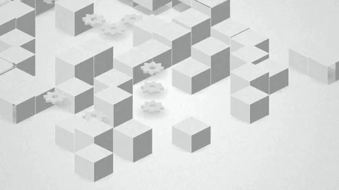 Isometric cubes and rotating cogs seamless loop motion background Vídeo Stock 344972007