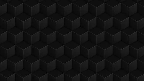 Isometric cubes black seamless pattern. 3D render cubes background Stock Illustration