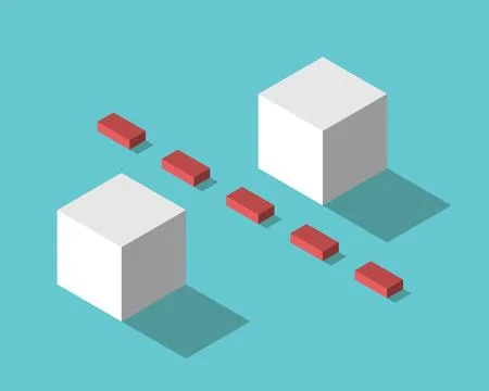 Isometric cubes, boundary, distancing Illustrazione stock