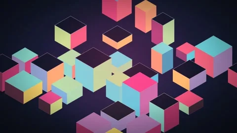 Isometric Cubes Changing Colors Loop Video stock 344390466