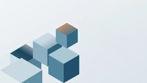 Isometric cubes composition gradient blue geometric shapes abstract design Stock Illustration