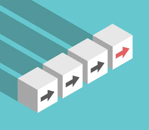 Isometric cubes, leader arrow Stock Illustration