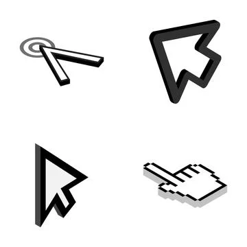 Isometric cursors and hand pointer navigating digital interface Stock Illustration