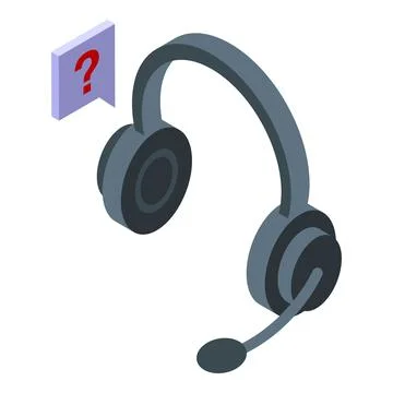 Isometric customer support headset icon Stock Illustration