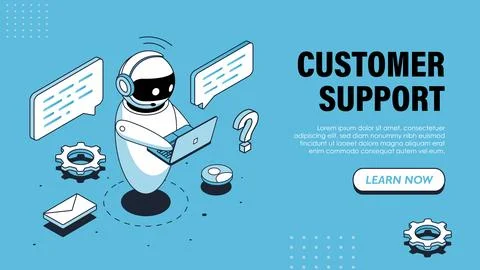 Isometric customer support vector poster Stock Illustration