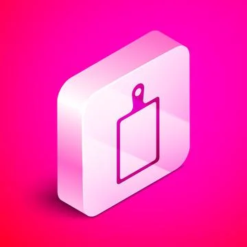 Isometric Cutting board icon isolated on pink background. Chopping Board symbol Stock Illustration