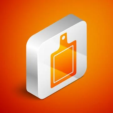 Isometric Cutting board icon isolated on orange background. Chopping Board sy Stock Illustration