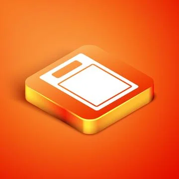 Isometric Cutting board icon isolated on orange background. Chopping Board sy Illustrazione stock