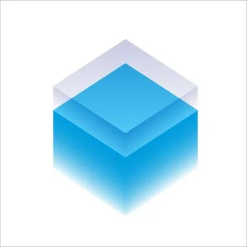 Isometric Cyan Blue 3D Cube Vector Stock Illustration
