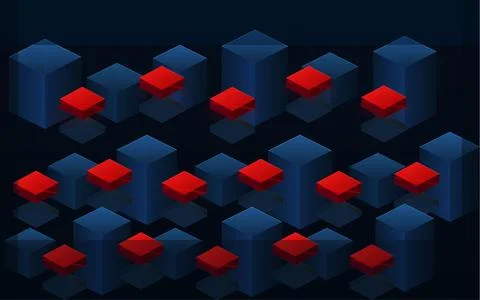 Isometric Cyber Laptops and Cubes Background Vector Tech Design 스톡 일러스트