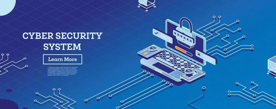 Isometric Cyber Security Concept. Data Protection. Notebook with Credit Card, Stock Illustration