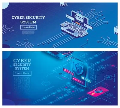 Isometric Cyber Security Concept. Data Protection. Tablet Computer and Notebo Stock Illustration