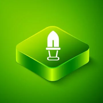 Isometric Dagger icon isolated on green background. Knife icon. Sword with sharp Stock Illustration