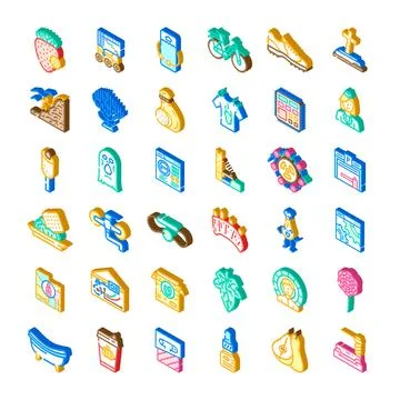 Isometric daily life objects and hobbies collection Stock Illustration
