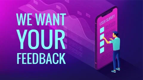 Isometric data analysis and feedback concept. Illustrazione stock