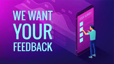 Isometric data analysis and feedback concept. Illustrazione stock