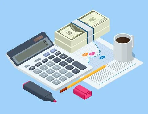 Isometric Data Analysis, Business Statistic, Management, Consulting, Marketing. Illustrazione stock