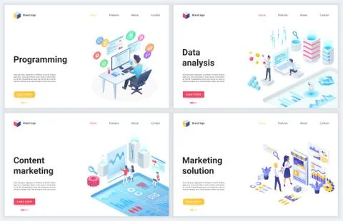 Isometric data analysis, development marketing vector illustrations with Stock-Illustration