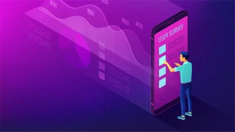 Isometric data analysis, feedback and research concept. Stock-Illustration