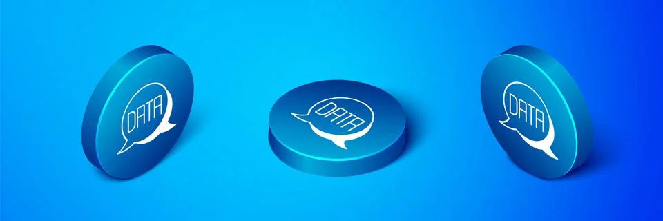 Isometric Data analysis icon isolated on blue background. Business data analysis Stock Illustration