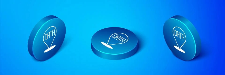 Isometric Data analysis icon isolated on blue background. Business data analysis Stock Illustration