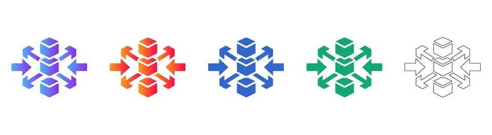 Isometric Data Block Distribution Icons Stock Illustration