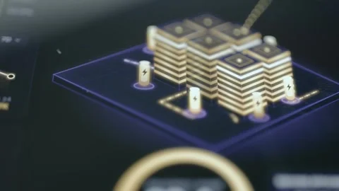 Isometric Data Center Complex On Dark Blue Digital Platform 4K Stock Footage 341856767