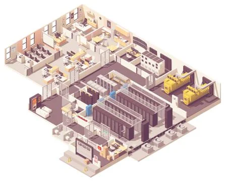 Isometric data center interior Stock Illustration