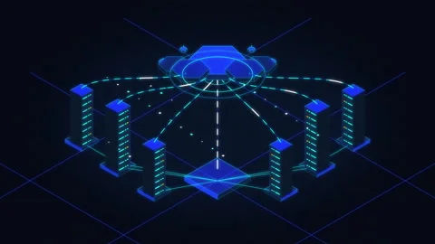 Isometric data center network and cloud server architecture animation Stock Footage 347205251