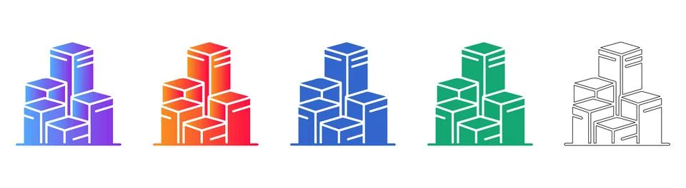 Isometric Data Center Server Rack Icons Stock Illustration