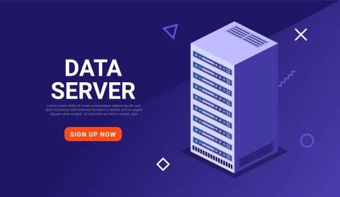 Isometric data center server technology server backup big block storage digital Stock Illustration