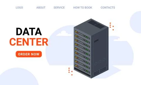 Isometric data center technology server backup big block storage digital Stock Illustration