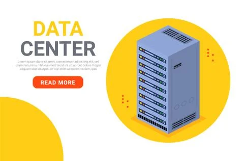 Isometric data center technology server backup big block storage digital Stock Illustration