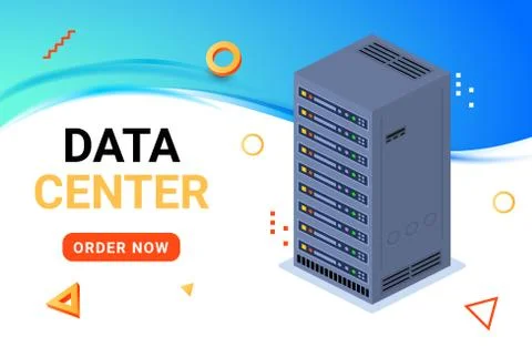 Isometric data center technology server backup big block storage digital Stock Illustration