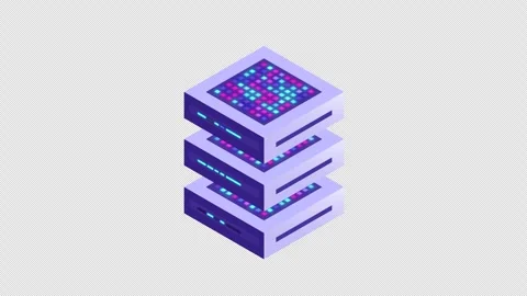 Isometric Data Computing Server Stack with Transparent Background Stock Footage 344720301