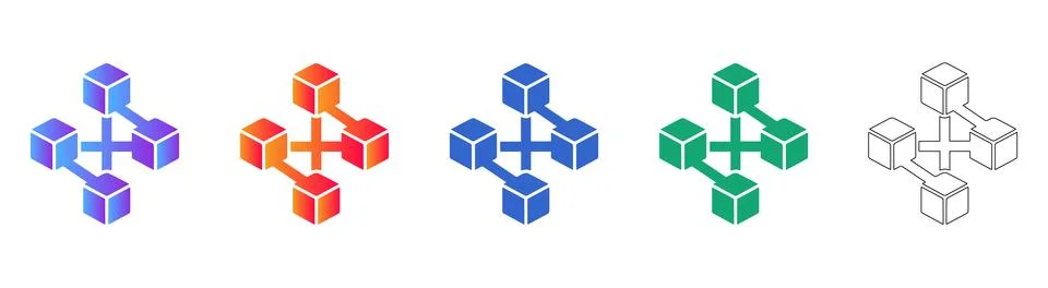 Isometric Data Connectivity Nodes Icon Set Illustrazione stock