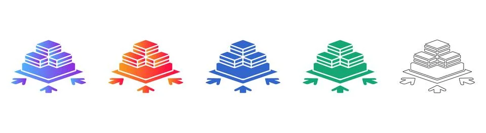 Isometric Data Consolidation Icon Set イラスト素材