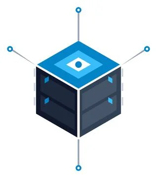 Isometric Data Cube Vector Illustration, Network Node Technology Icon イラスト素材