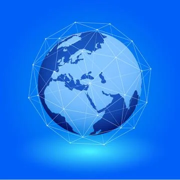 Isometric Data exchange and global network over the world. Contours of Stock Illustration