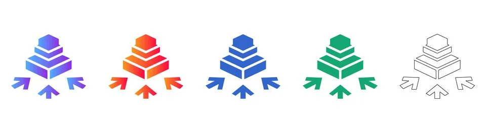 Isometric Data Layering Concept Icon Set Stock Illustration