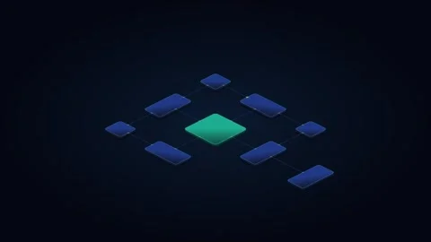 Isometric data network connection flowchart with glowing central node animati Stock Footage 344860333