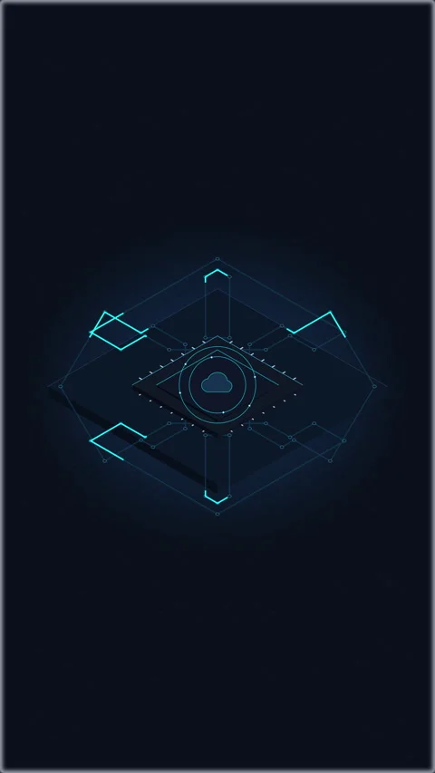 Isometric data nodes in digital technology network, abstract connection lin.. Stock Footage 348341486