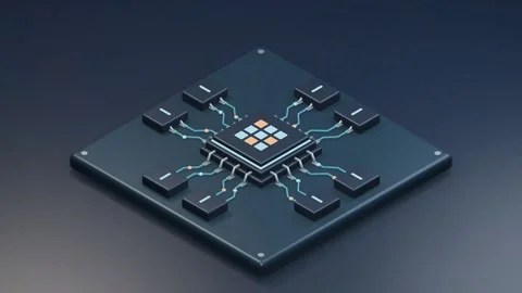 Isometric data processor chip Stock Footage 345670041