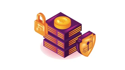 Isometric data security animation with digital server stack and protection .. 動画素材 338426084